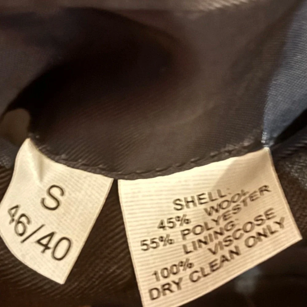 Mens Black Wool Blend 4 Button Suit‎ Blazer Pleated Pants Set 46/40 S